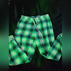 Blue plaid print pj pants